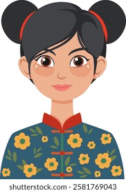 Illustration of a woman in floral attire