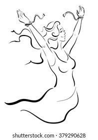 Illustration Woman freedom, line art
