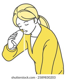 Illustration of a woman gargling nose