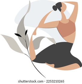 Illustration of woman, girl doing yoga, meditation. Flexible. Healthy lifestyle. Female cartoon characters - Poses 03