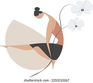 Illustration of woman, girl doing yoga, meditation. Flexible. Healthy lifestyle. Female cartoon characters - Poses 01