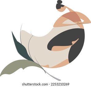 Illustration of woman, girl doing yoga, meditation. Flexible. Healthy lifestyle. Female cartoon characters - Poses 02