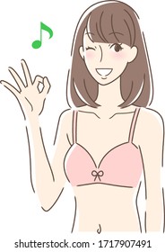 Illustration of a woman giving an OK sign with a smile