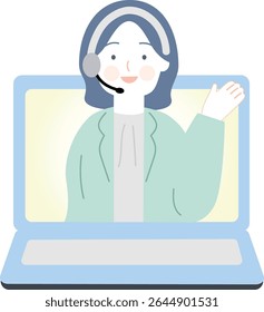 illustration of a woman giving online instructions.