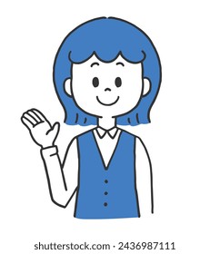 The illustration of a woman giving a presentation