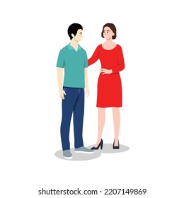 Illustration of a woman giving Some Advice to her boy friend. People conversation. Flat vector illustration isolated on white background