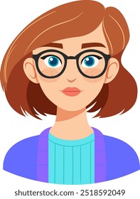 Illustration of a woman with glasses and brown hair