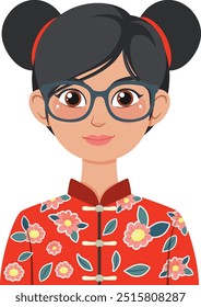 Illustration of a woman in glasses and floral attire