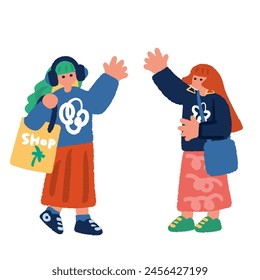 Illustration of a woman going shopping