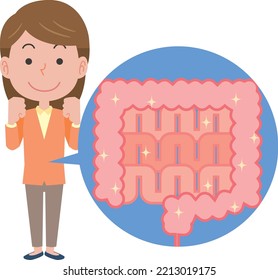 Illustration of a woman with good intestines