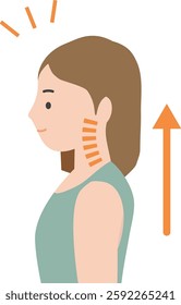 Illustration of a woman with good posture and ideal cervical curve