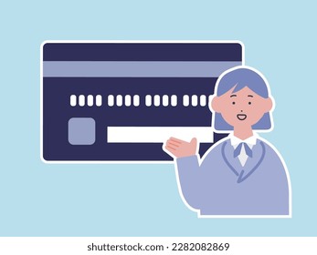 Illustration of a woman guiding a credit card