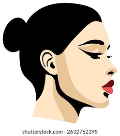 Illustration of Woman with Hair Bun and Makeup sticker