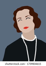 illustration of a woman with a hairstyle in the style of 20's