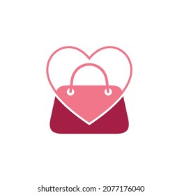 illustration of woman handbag combined with love symbol, vector art.