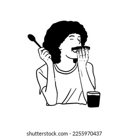 illustration of a woman having breakfast