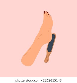 Ilustración de una mujer con los pies pelados en un salón de belleza