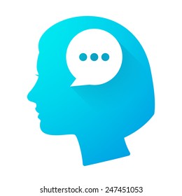 Illustration of a woman head icon with a comic balloon