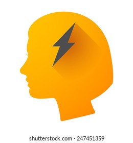 Illustration of a woman head icon with a lightning