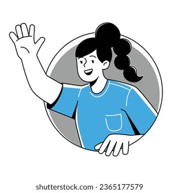 illustration of woman hello sign