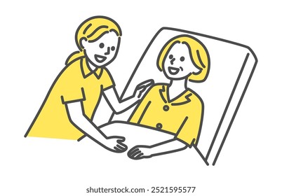 Ilustración de mujer con ayudante