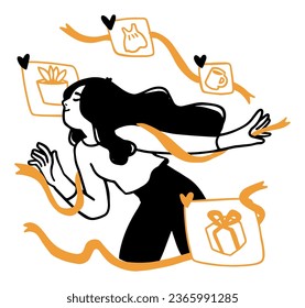 an illustration of a woman with her arms outstretched
