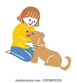 illustration of woman and her dog