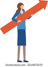 Illustration of a woman holding an up arrow