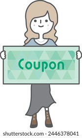 Illustration of a woman holding a coupon in her hand