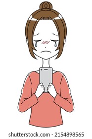 Illustration of a woman holding a crying smartphone