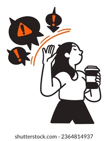 an illustration of a woman holding a cup of coffee