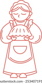 Illustration Of Woman Holding Dessert
