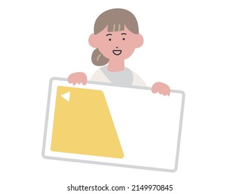 Illustration of a woman holding an IC card