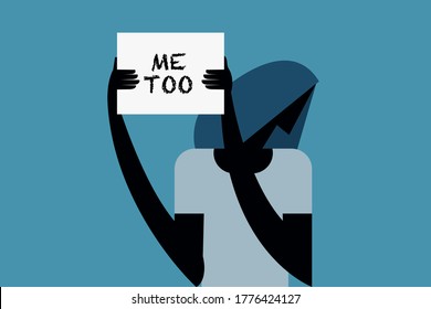 Illustration of a woman holding a 'Me Too' placard