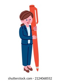 Illustration of a woman holding a pen