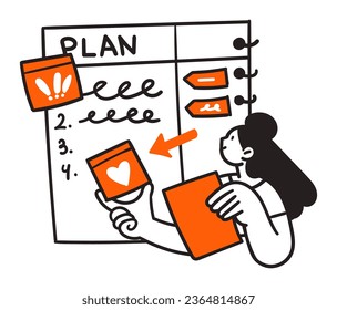 an illustration of a woman holding a plan