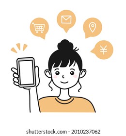 Illustration of a woman holding a smartphone