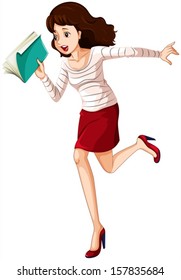 Illustration of a woman in a hurry on a white background