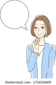 Illustration of a woman imagining smiling