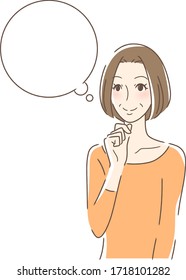 Illustration of a woman imagining smiling