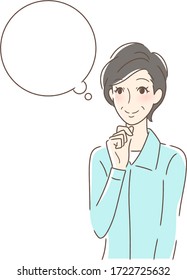 Illustration of a woman imagining smiling