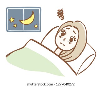 Illustration of a woman with insomnia