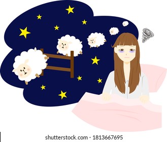 Illustration of a woman with insomnia