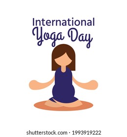 illustration of woman for International Yoga Day and white background