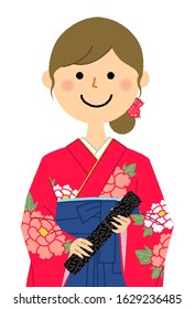 It is an illustration of a woman in a japanese skirt for formal wear.