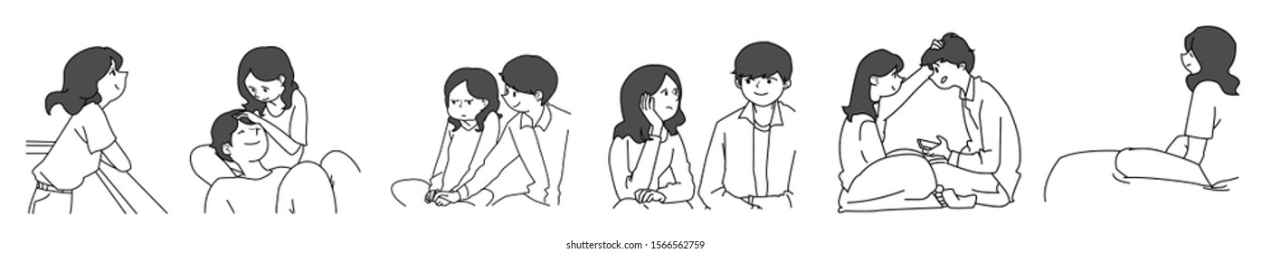 illustration of a woman jealous of her partner.