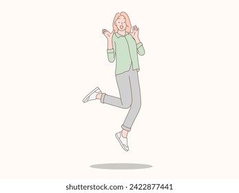 illustration of woman jumping and smiling