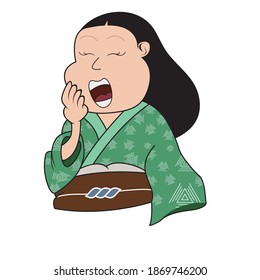 Illustration woman with kimono(a traditional clothes from Japan)