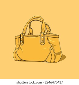 Illustration woman leather fashion bag.stylish fashion bag. 