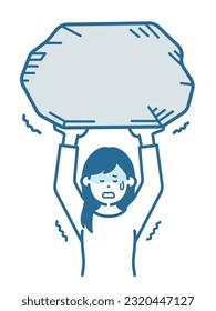 Illustration of a woman lifting a rock